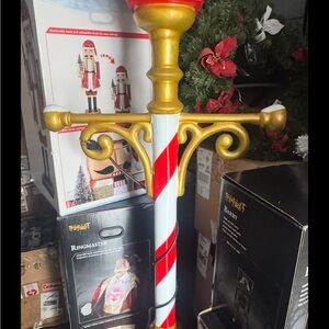 Festive Gold and Red Decorative Pole